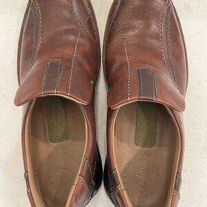 Clarks Men's Chestnut Brown Leather Slip-On Loafers